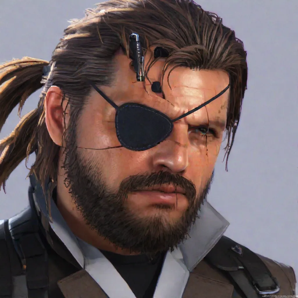 (masterpiece, best quality:1.2), 1man, solo, eyepatch, beard, brown hair, ponytail, horn