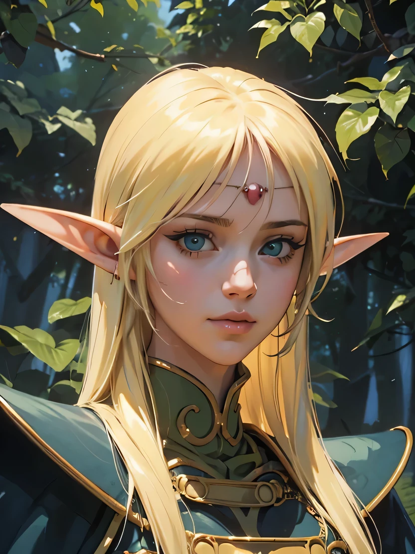 ((masterpiece、highest quality、Super detailed、High resolution、realistic、sharp focus))、cowboy shot、high contrast、 ((very delicate and beautiful))、female elf、Deedlit、long blonde hair、round face、green and white clothes、in the forest、fantasy characters、Detailed hand depiction、Deedlit、ANI_CLASSIC_deedlit_ownwaifu、www.ownwaifu.com