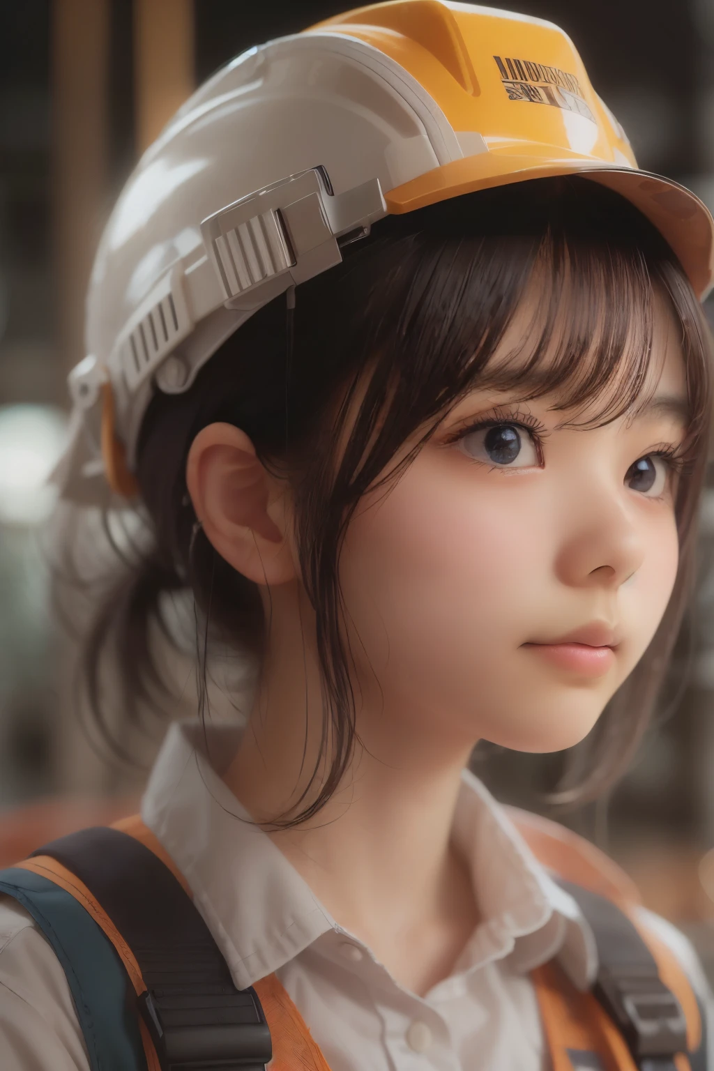 ((sfw: 1.4)),((detailed face, professional photography)), ((sfw, construction worker outfit, 1 Girl)), Ultra High Resolution, (Realistic: 1.4), RAW Photo, Best Quality, (Photorealistic Stick), Focus, Soft Light, ((15 years old)), ((Japanese)), (( (young face))), (surface), (depth of field), masterpiece, (realistic), woman, bangs, ((1 girl))