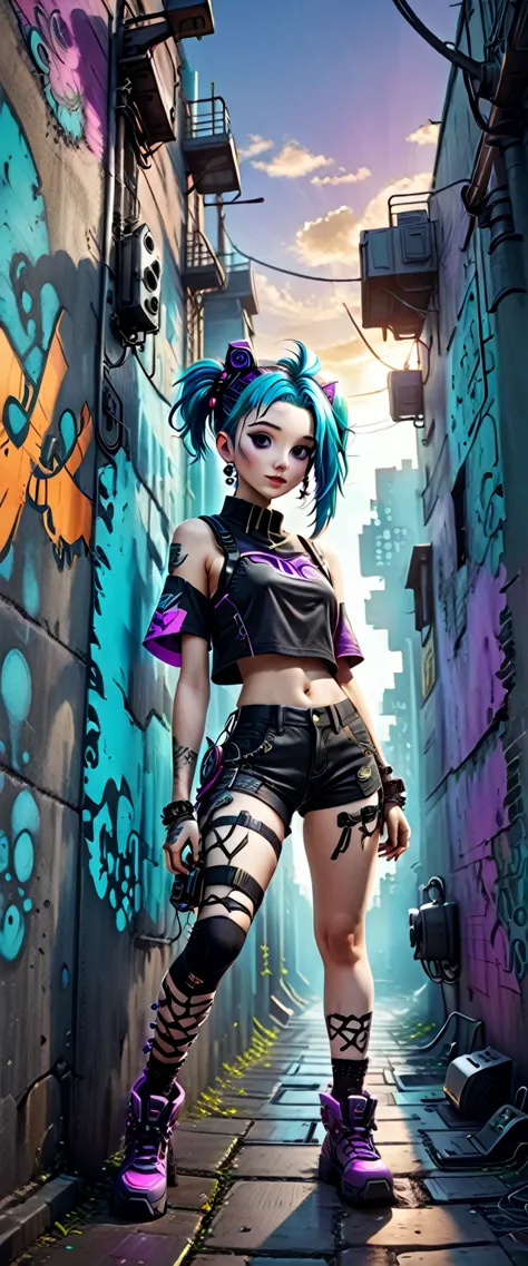 ((ultra wide angle x0.5:1.5, Bottom view of the camera, Pin on Cybergoth:1.5)), ((selfie:1.4, young beautiful woman leaning on a...