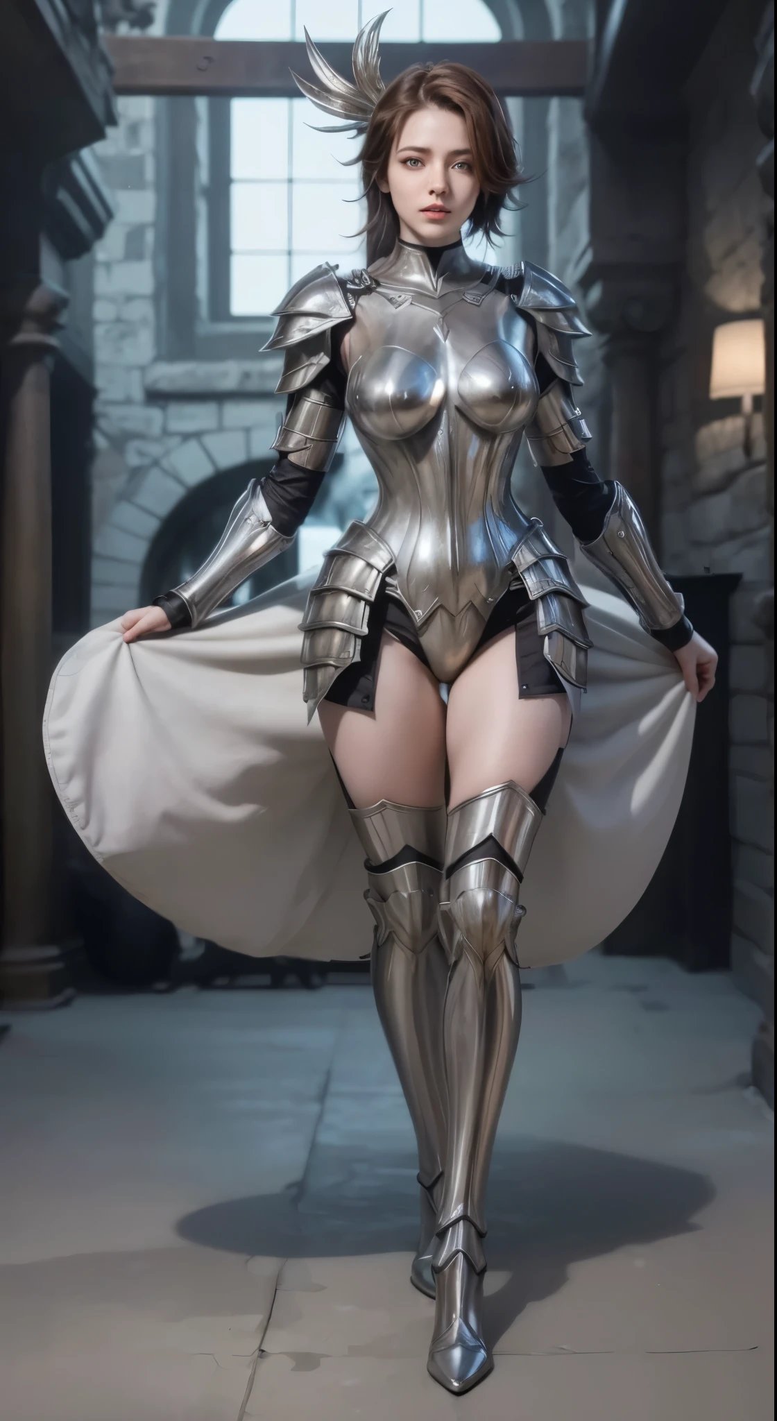 arafa femme en tenue argentée posant pour une photo, glossy armure blanche, sleek armure blanche, sleek bright armure blanche, sleek streamlined armure blanche, armure plaquée blanche élégante et lisse, Armure en métal blanc, modern clean armure blanche, with élégante armure d&#39;argent, armure d&#39;argent collante, streamlined armure blanche, armure blanche, élégante armure d&#39;argent, élégante armure argentée lisse