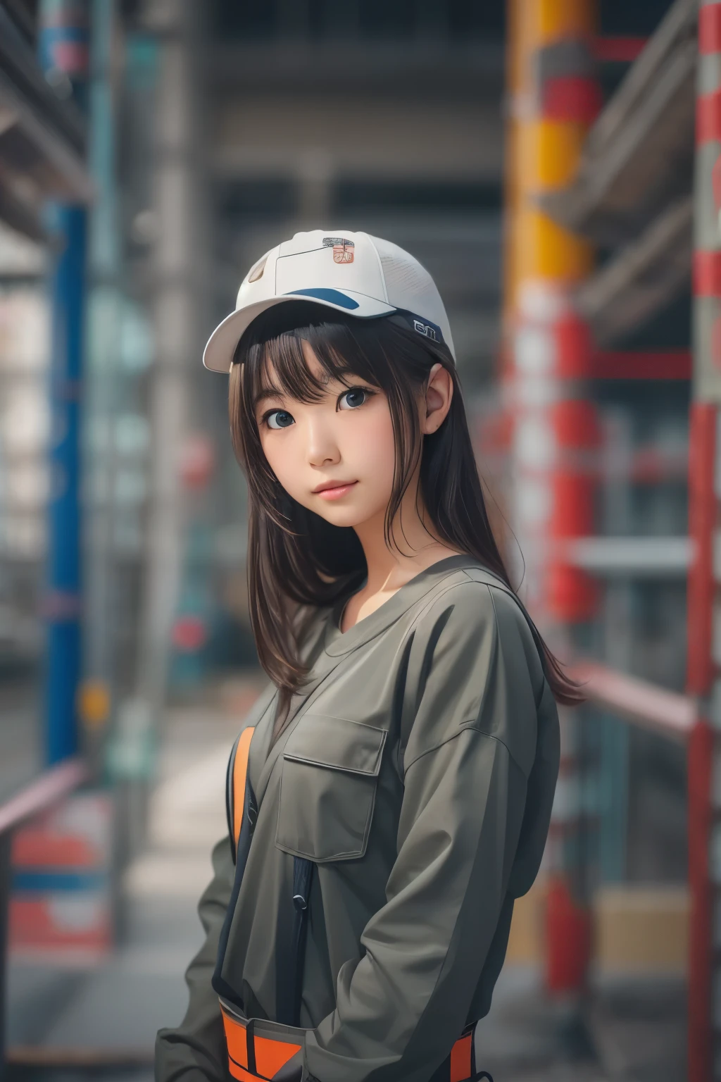 ((sfw: 1.4)),((detailed face, professional photography)), ((sfw, construction worker outfit, 1 Girl)), Ultra High Resolution, (Realistic: 1.4), RAW Photo, Best Quality, (Photorealistic Stick), Focus, Soft Light, ((20 years old)), ((Japanese)), (( (young face))), (surface), (depth of field), masterpiece, (realistic), woman, bangs, ((1 girl))