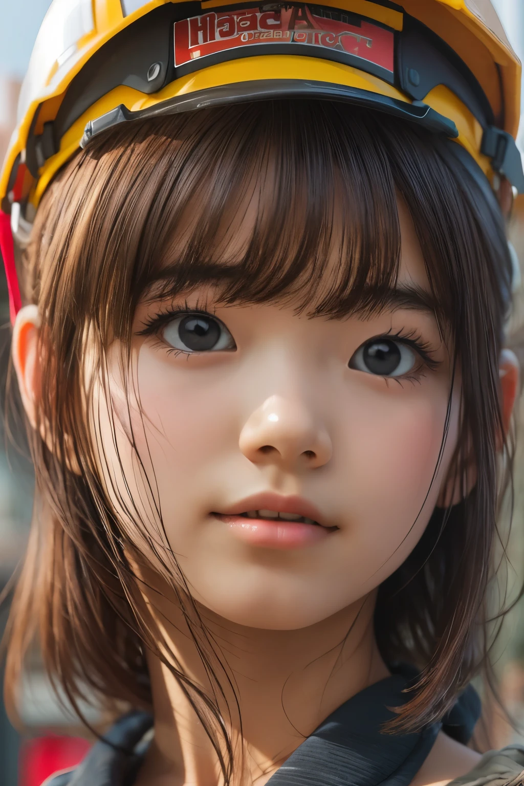 ((sfw: 1.4)),((detailed face, professional photography)), ((sfw, construction worker outfit, 1 Girl)), Ultra High Resolution, (Realistic: 1.4), RAW Photo, Best Quality, (Photorealistic Stick), Focus, Soft Light, ((20 years old)), ((Japanese)), (( (young face))), (surface), (depth of field), masterpiece, (realistic), woman, bangs, ((1 girl))