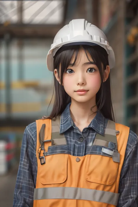 ((sfw: 1.4)),((detailed face, professional photography)), ((sfw, construction worker outfit, pulled back hair, 1 Girl)), Ultra H...