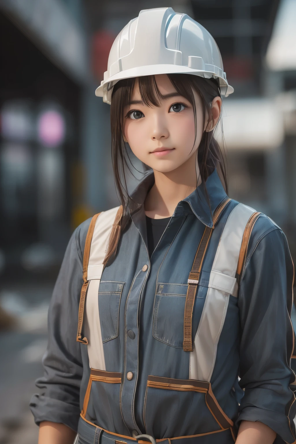 ((sfw: 1.4)),((detailed face, professional photography)), ((sfw, construction worker outfit, 1 Girl)), Ultra High Resolution, (Realistic: 1.4), RAW Photo, Best Quality, (Photorealistic Stick), Focus, Soft Light, ((20 years old)), ((Japanese)), (( (young face))), (surface), (depth of field), masterpiece, (realistic), woman, bangs, ((1 girl))