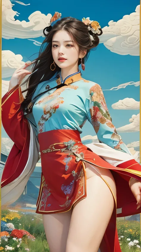 (masterpiece, top quality, best quality, official art, beauty:1.2),（最詳細清晰的contour和五官：2.0，contour：1.0） (1 Chinese goddess:1.5), V...