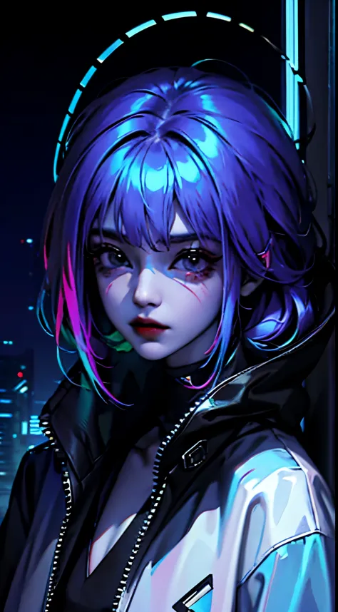 Wearing cyberpunk complex streetwear, beautiful, girl, detailed portrait, 4 K, bright colors, concept art, cinematic dramatic at...