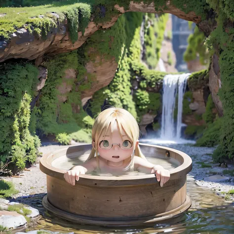 ,Rico,Made in Abyss,black rim 
(((((nude)))))take (((((a large open-air bath)))))