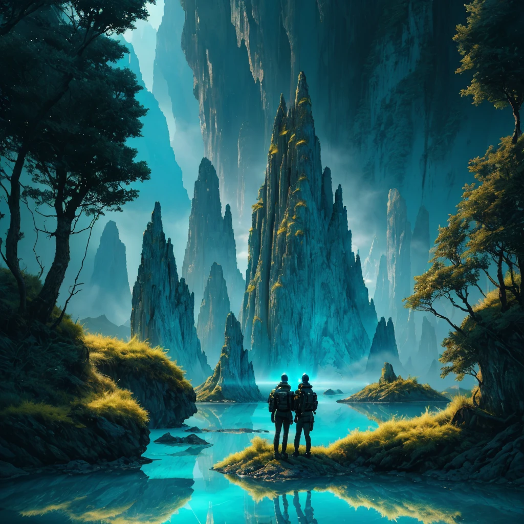 (best quality,4k,8k,highres,masterpiece:1.2),ultra-detailed,(realistic,photorealistic,photo-realistic:1.37),alien landscape,otherworldly,extraterrestrial,unearthly,unconventional,alien structures,unusual terrain,exotic plants,glowing plants,bioluminescent flora,starlit sky,galaxy in the background,ethereal atmosphere,mysterious atmosphere,eerie ambiance,majestic mountains,surreal colors,luminous hues,lush greenery,crystal clear waters,surreal reflections,serene lake,unfamiliar creatures,alien species,unique silhouettes,strange formations,ancient ruins,remnants of a lost civilization,ominous clouds,distant moons,alien technology,hovering spacecraft,interstellar travel,unexplored world,unknown possibilities