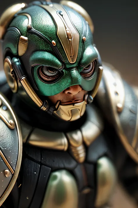 analog style, micro man wearing beetle armor, super detailed macro photo, vivid colors, octane render
