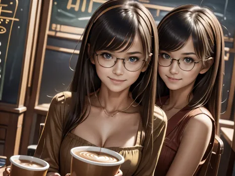 a girl playing invader game in a coffee shop,illustration,bokeh,beautiful detailed eyes,beautiful detailed lips,extremely detail...