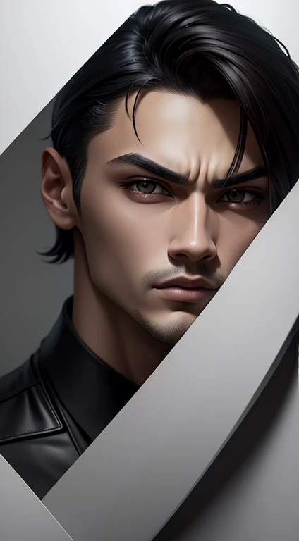 Leonardo Style ,Stylized Male, dark hair, black eyes, looking at viewer,  cell shade art style,comic book , insane resolution , white solid background,wongapril