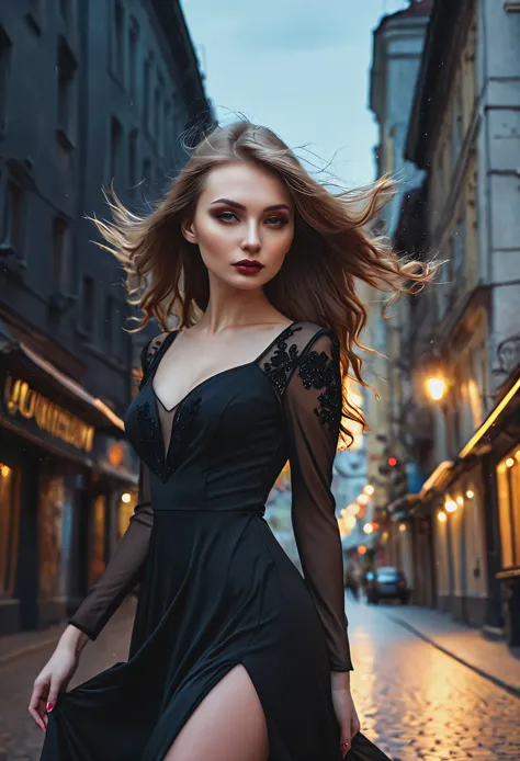 close-up of a woman in a black dress, post dark fantasy, catherine, anastasia ovchinnikova, moleksandra shchaslyva, emma andievs...