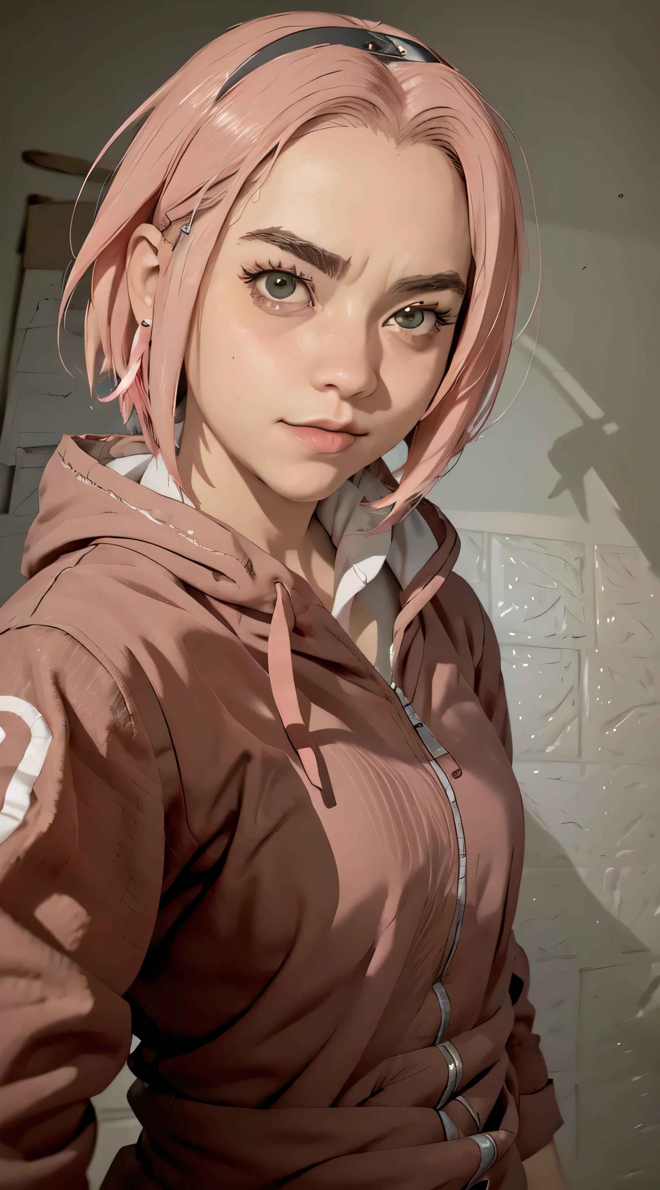 Sakura haruno, seductive, ((forehead to show)), attractive, sexy eyes, red coat, pink hair, delicate, young, short hair, detailed face, high definition, full body, from League of Legends, trend in artstation, by rhads, andreas rocha, rossdraws, makoto shinkai, laurie greasley, lois van baarle, ilya kuvshinov and greg rutkowski