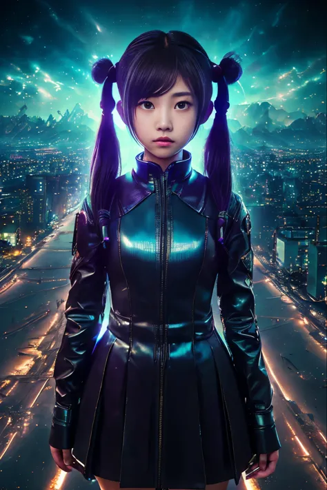 (cyber punk、Super giant UFO:1.6,There is a high-definition spaceship in the sky:1.4,8k、high school girl:1.7,high school girl2人:1...
