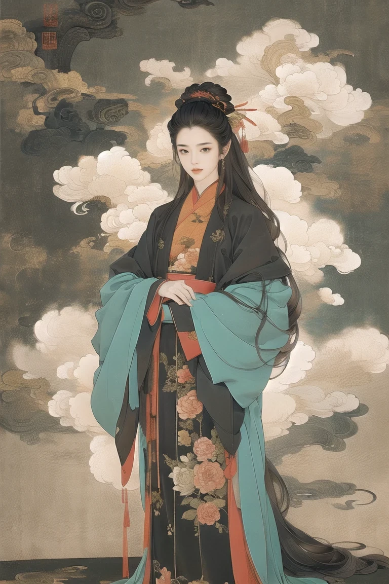 a girl standing outside, wear glasses, wearing black jacket, ((long hair)), Pictures inspired by Zou Zhe, Douban, realism, xintong chen, Around 1-9 years old, qichao wang, huifeng huang, zhelong xu, xiaofan zhang, pengzhen zhang, zmenzheng, yihao ren, zezhou chen.