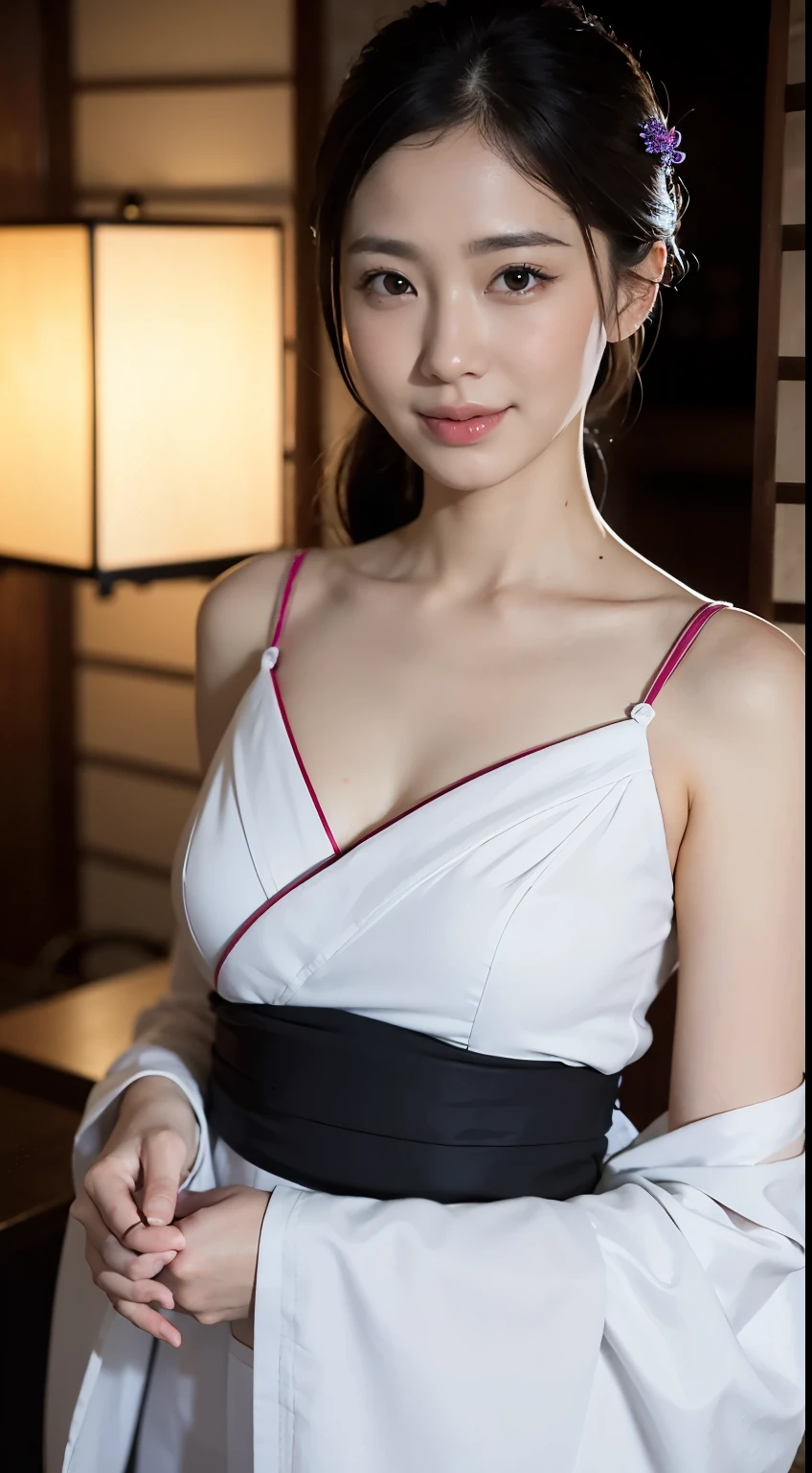 Arafed asian woman in a white dress posing for a picture - SeaArt AI