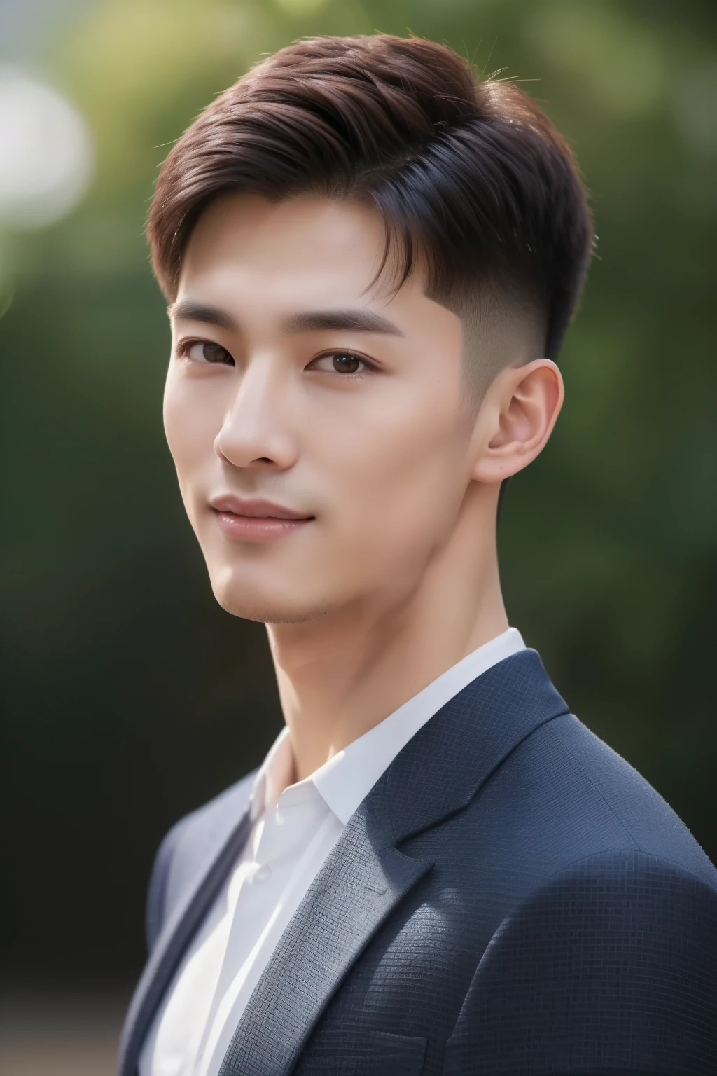 ((Best quality, 8k, Masterpiece: 1.3)), 1 straight Chinese hot dude, emphasis on outstanding profile: 1.3, (perfect jawline, sharp features: 1.2), breathtaking physique, muscular build, exquisite facial structure, (captivating gaze: 1.2), ((fashion-forward hairstyle)), (charming smile), (alluring charm: 1.4), (admired by gay men: 1.2), (impeccable fashion sense), ((mesmerizing presence: 1.3)), ((demanding attention: 1.2))