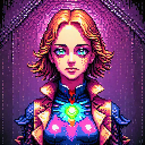 pixel art, 16 bit, yamer_pixel_fusion, retro game cover art, full body portrait, symmetrical shoulders, symmetrical face, beauti...