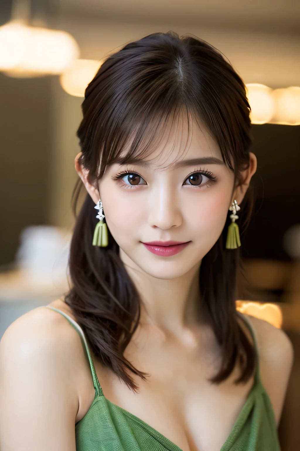 ((highest quality, 8K, masterpiece :1.3)), sharp focus：1.2, Bright colors, professional level, ((Bokeh effect)), shallow depth of field, 
20-year-old, (Half Japanese and half German woman), 1 person, A beautiful face with intelligence, 
Supple body :1.3, model body shape:1.5, 頭w:1.4, perfect style：1.4, 
narrow shoulders, beautiful clavicle, long and thin legs, The beauty of slim abs :1.2, thin waist :1.2, 
super detailed skin, Fair skin, Shiny skin, 
super detailed face, slim facial contour, beautiful small face, Beautiful lined nose, 
super detailed eyes, long slit eyes, brown eyes, double eyelid, beautiful thin eyebrows, fine long eyelashes, 
super detailed lips, plump lips, glossy pink lips, flushed cheeks, beautiful teeth, 
Beautiful actress&#39;s ennui makeup, silver necklace, earrings, 
light brown hair, delicate soft hair, 
(hair up, ponytail :1.2), layer cut, (dull bangs:1.2), 
gentle smile, open mouth half way, Enchanted expression, stare at the camera, 
(Full body image from thighs:1.3), dynamic lighting, 

((She is completely naked and is wearing a nightgown made of light green fabric., Doing a sexy pose:1.5)), 
(perfect breast shape, B cup:1.2), A small pink areola, 
She has a cute plump butt, My thighs are dazzling, 
(Massage girl at a high class beauty salon), blur the background, 
standing in a beautiful posture, have sex, my hair is wet, my body is wet,  
hands are touching breasts, (front view), 