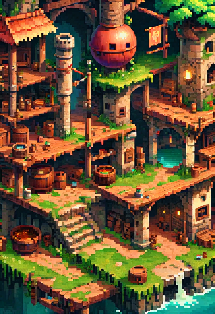 Retro Game, RPG elements, retro-inspired game levels, (masterpiece, best quality, perfect composition, very aesthetic, absurdres, ultra-detailed, intricate details, Professional, official art, Representative work:1.3)