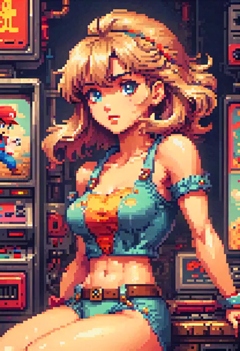 retro game, retro-style characters, (masterpiece, best quality, perfect composition, very aesthetic, absurdres, ultra-detailed, ...