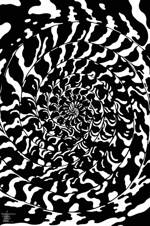 Abstract swirling pattern with multiple colors including white creating a spiral illusion in a black and withe color scheme