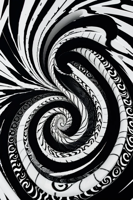 Abstract swirling pattern with multiple colors including white creating a spiral illusion in a black and withe color scheme