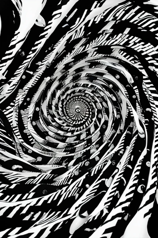 Abstract swirling pattern with multiple colors including white creating a spiral illusion in a black and withe color scheme