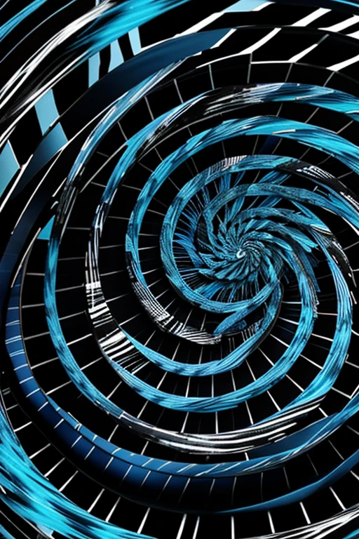 Abstract swirling pattern with multiple colors including blue creating a spiral illusion in a black and withe color scheme