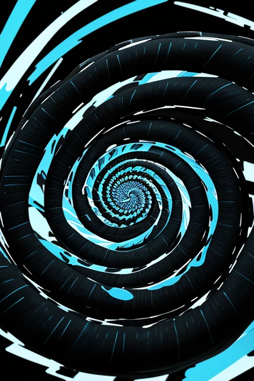 Abstract swirling pattern with multiple colors including blue creating a spiral illusion in a black and withe color scheme