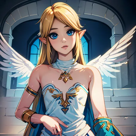 Enlace, la leyenda de Zelda, Belleza incomparable, piel luminosa firme y luminosa, golpes entre los ojos, hermosa rubia platino ...