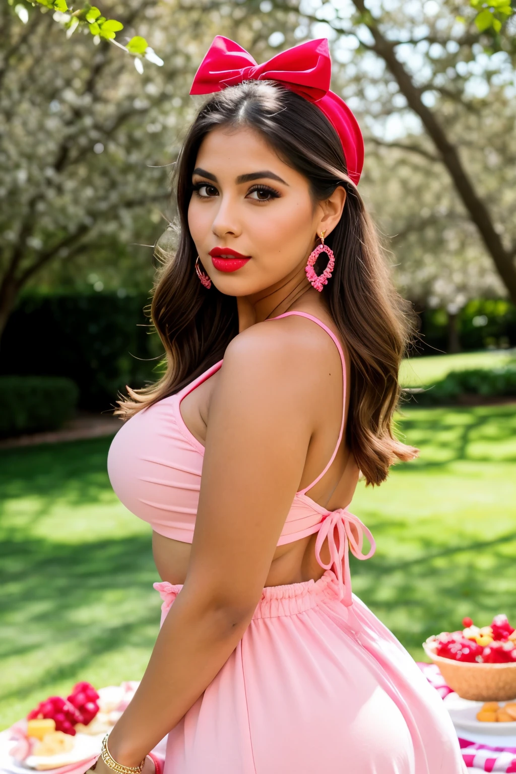 Sexy latina girl, big , big butt. pretty face, lined made-up eyes - SeaArt  AI