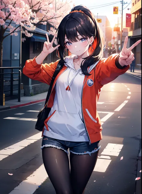 It&#39;s a good body, rikka takarada, black hair, blue eyes, long hair, orange Scrunchie, Scrunchie, wrist Scrunchie,ponytail,ha...