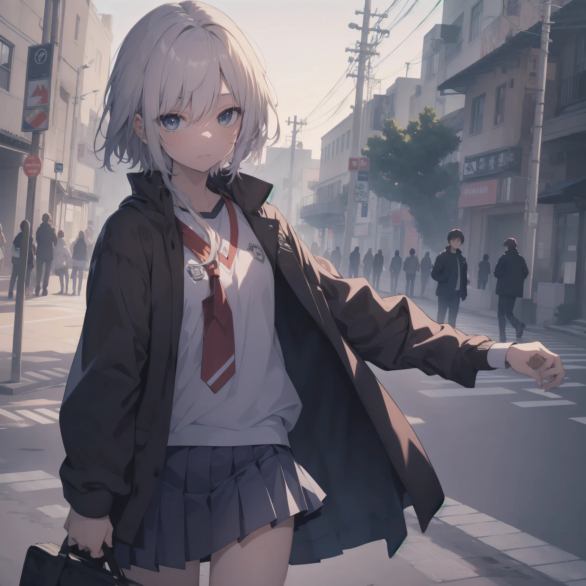 ultra-absurdes-Top qualité par art God, Ultra-détaillé, Haute résolution, style artistique anime moe, meilleur fond d&#39;écran anime 8K konachan, Gagnant du concours Pixiv, anatomie parfaite,CASSER, 1fille, (Please draw a girl walking sleepily to école alone. )CASSER,(seulement,petite femelle, 13 ans:1.3),Membres complets, doigts complets,a junior high école student, Attractivité des corps immatures, (Cheveux très courts), raccourci, poitrine plate, , petit cul, aine, petits yeux noirs, beaux yeux détaillés, Iris et pupilles bien proportionnés, yeux expressifs, cheveux détaillés en haute résolution, expression douce, école_uniforme, jupe plissée,(Éclairage détaillé), (contexte détaillé), sur le trajet domicile-travail scolaire. CASSER,peau super détaillée, Meilleur éclairage cinématographique réalisé par un artiste célèbree, 8k,illustration de la beauté,photoshop_(moyen),très esthétique,UHD,Peau texturée,CASSER,((artiste:cœur)), artiste:feu (ruine),artiste:Shinkai Makoto,artiste:sekiya asami,artiste:kantoku,