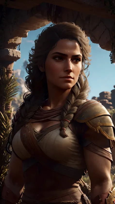 lit ancient ruins, Kassandra's captivating visual representation comes to life. Her fit and athletic physique is a testament to ...