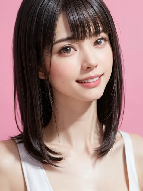 (table top, highest quality、ultra high resolution、face focus focus、focus on the sides、navel focus、decolletage focus、very attractive beauty、Add intense highlights to your eyes、look closely at the camera:1.4、Absolutely beautiful bangs:1.4、Brunette short bob ...