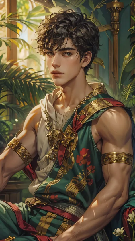 (absurdres, highres, ultra detailed, HDR), masterpiece, intricate details, best quality close-up picture of King perseus in his ...