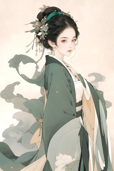 masterpiece, best quality, 1 girl, alone, nahida_Genshin, cross shaped pupils, maid outfit, green cloak, permanent