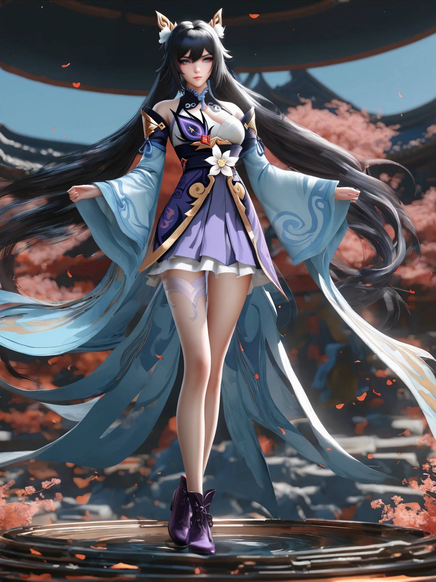 diy32，Highest quality, ultra-high definition, masterpieces, 8k, realistic, anime styled, 3d render，anime girl with long black hair and blue eyes in a blue dress, keqing from genshin impact, by Yang J, heise jinyao, loong, g liulian art style, zhongli from genshin impact, zhao yun, beautiful young wind spirit, handsome guy in demon slayer art, xianxia hero, liang xing
