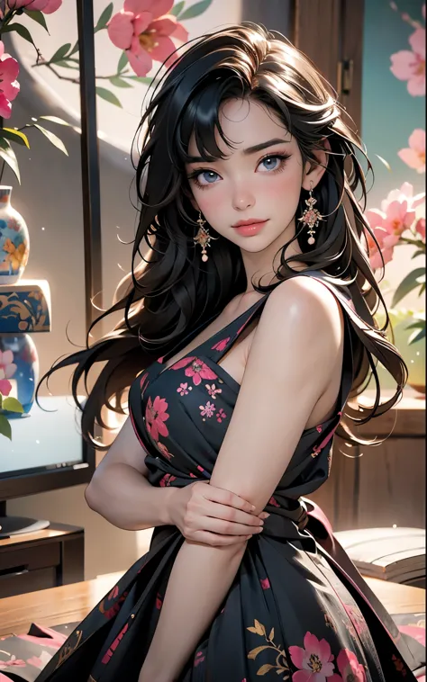 pink dress, smile, highres,sharp focus,(ultra detailed,extremely detailed),(photorealistic artwork:1.37),(extremely detailed CG ...