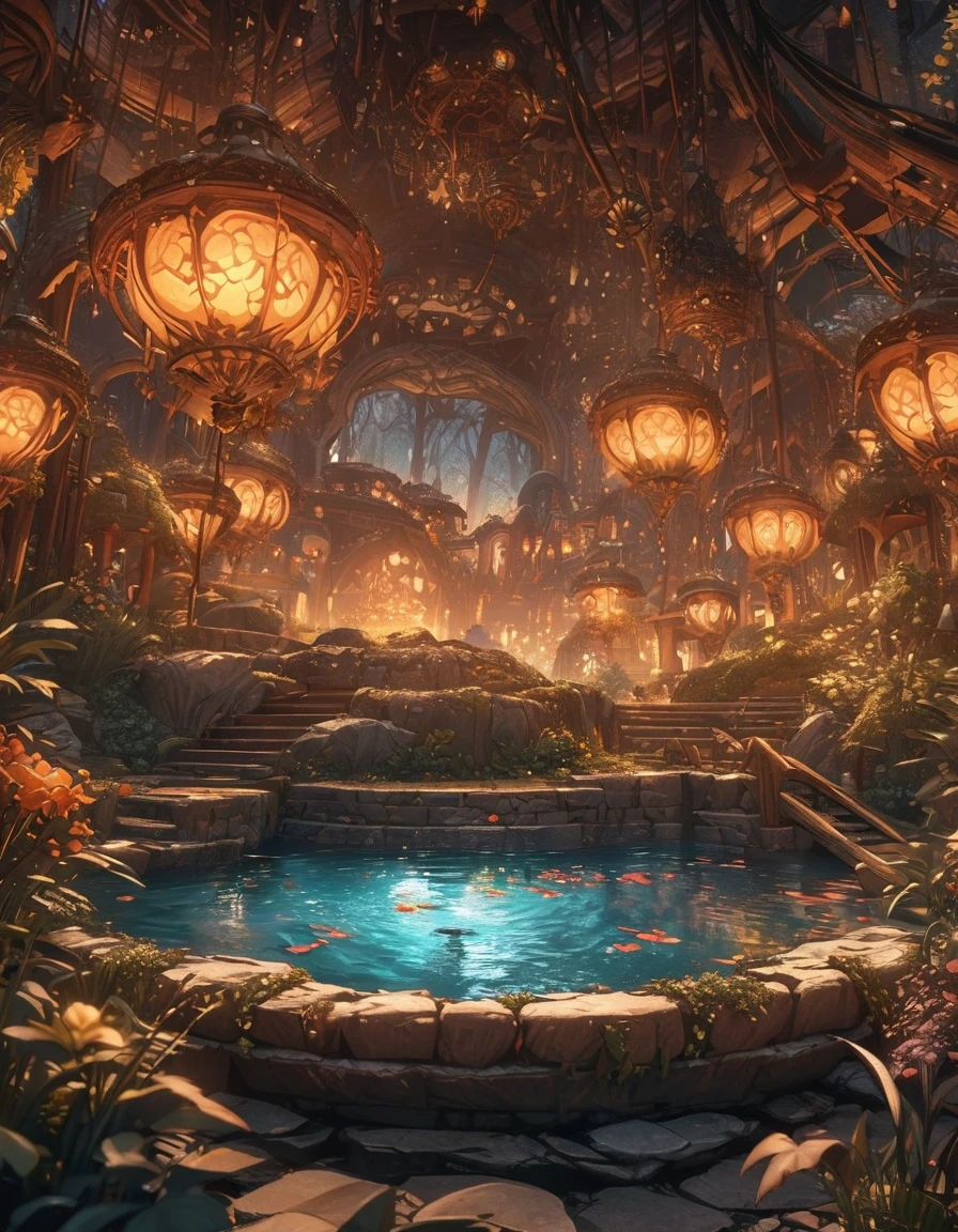 masterpiece, best quality, extremely detailed CG unity 8k wallpaper, a magical pond in the evening, finely detailed, cinematic lighting, highres, 12k
.super wide angle（（（masterpiece）））, （（best quality））,（（Intricate details））,（（surreal））（8K）