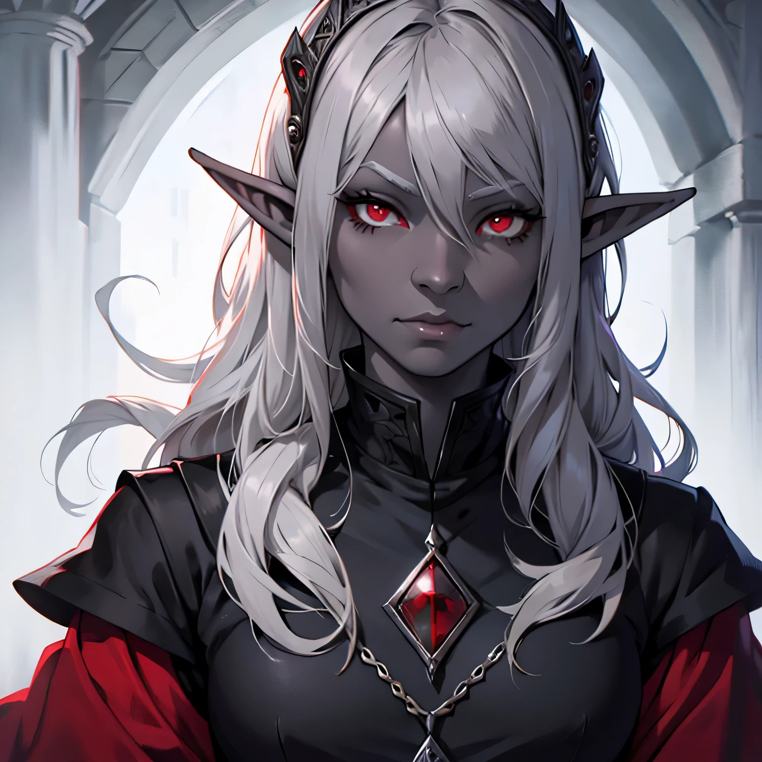 A close up of a woman with long hair and red eyes - SeaArt AI