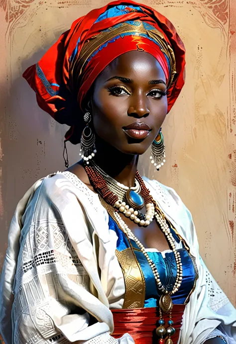 senegalese woman in traditional clothes, perfect face,
in the style of harrison fisher and brian froud and jeremy mann, vibrant ...