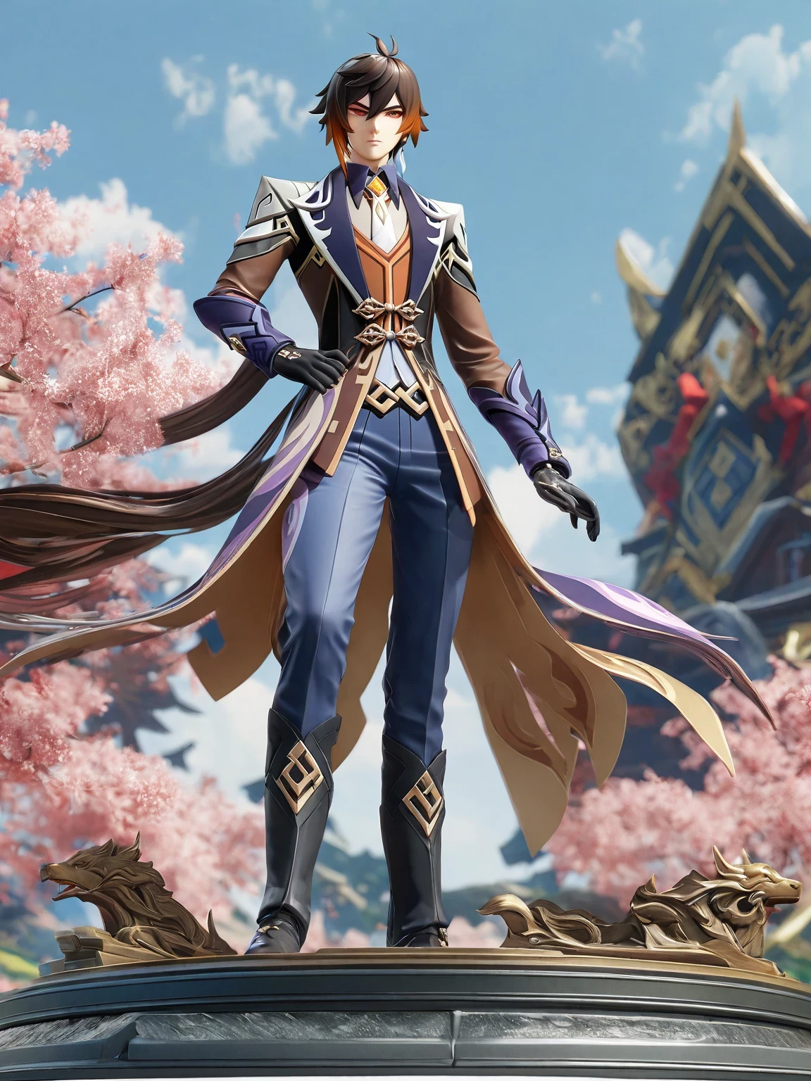 diy17，Highest quality, ultra-high definition, masterpieces, 8k, realistic, anime styled, 3d render，araffe statue of a woman with blue hair and a blue dress, keqing from genshin impact, 3 d render character art 8 k, 8k high quality detailed art, zhongli from genshin impact, anime figurine, ( highly detailed figure ), anime highly detailed, game cg, 8k octae render photo, super highly detailed