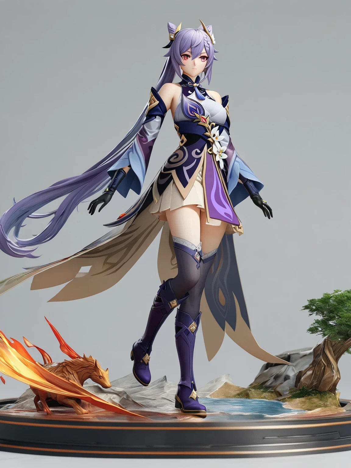 diy17，Highest quality, ultra-high definition, masterpieces, 8k, realistic, anime styled, 3d render，araffe statue of a woman with blue hair and a blue dress, keqing from genshin impact, 3 d render character art 8 k, 8k high quality detailed art, zhongli from genshin impact, anime figurine, ( highly detailed figure ), anime highly detailed, game cg, 8k octae render photo, super highly detailed