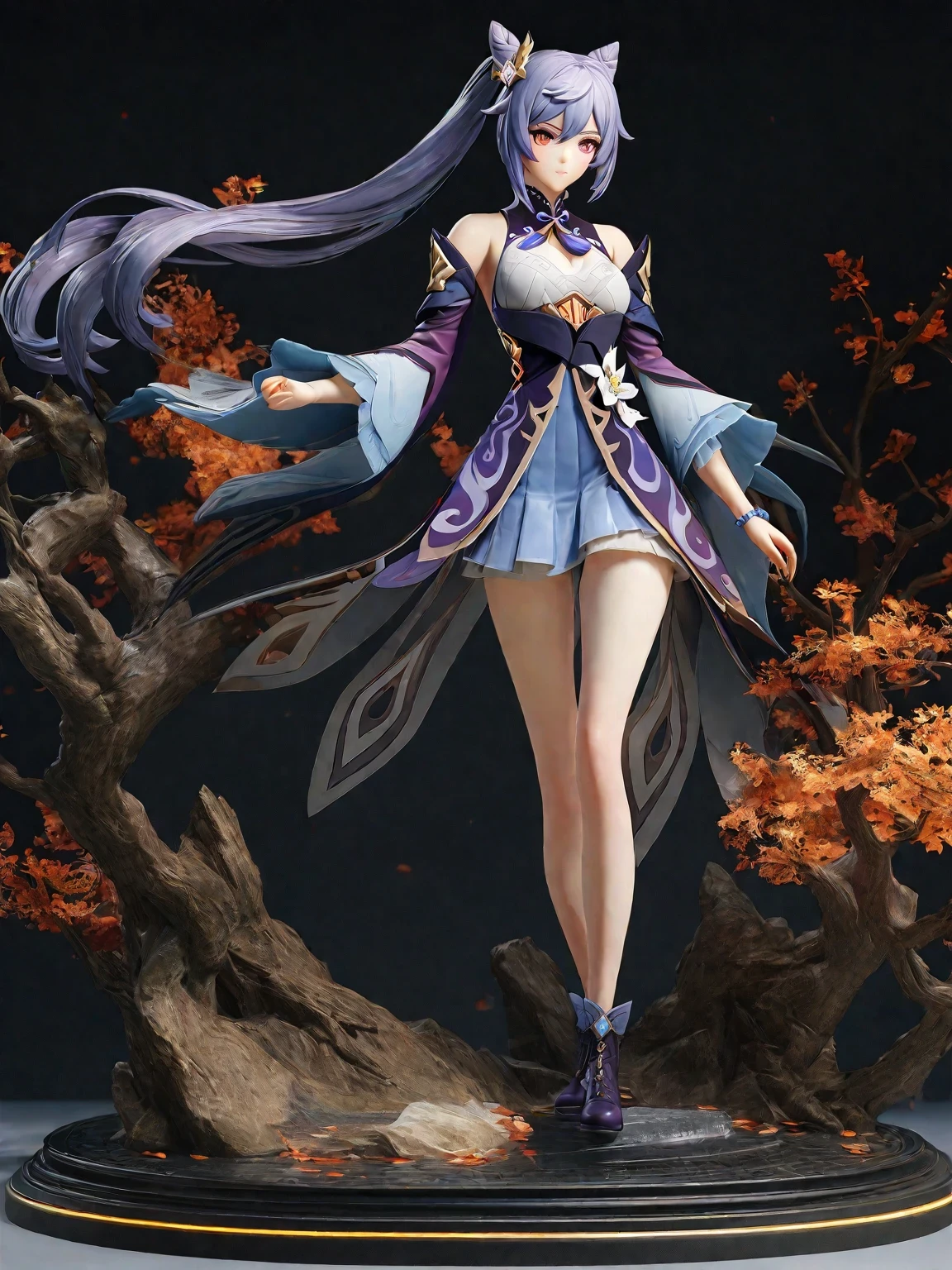 diy17，Highest quality, ultra-high definition, masterpieces, 8k, realistic, anime styled, 3d render，araffe statue of a woman with blue hair and a blue dress, keqing from genshin impact, 3 d render character art 8 k, 8k high quality detailed art, zhongli from genshin impact, anime figurine, ( highly detailed figure ), anime highly detailed, game cg, 8k octae render photo, super highly detailed