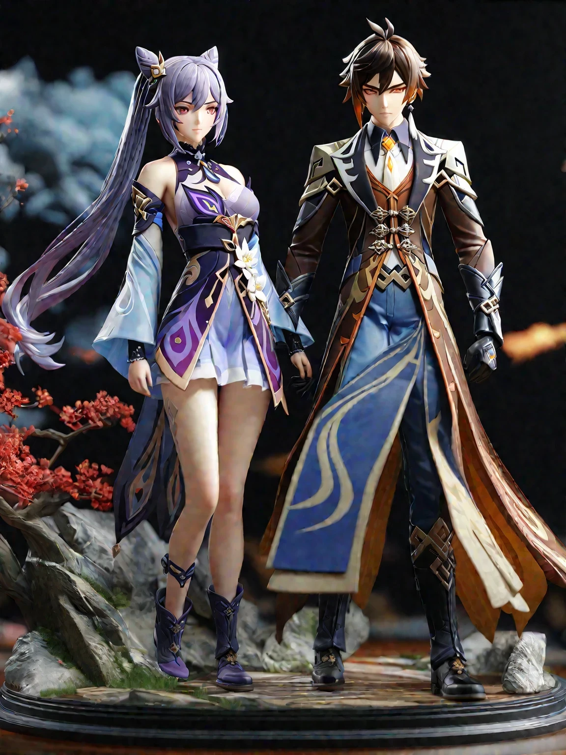 diy17，Highest quality, ultra-high definition, masterpieces, 8k, realistic, anime styled, 3d render，araffe statue of a woman with blue hair and a blue dress, keqing from genshin impact, 3 d render character art 8 k, 8k high quality detailed art, zhongli from genshin impact, anime figurine, ( highly detailed figure ), anime highly detailed, game cg, 8k octae render photo, super highly detailed