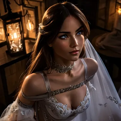 best quality, realistic, bondage, wedding dress, detailed, rope, tying up, girl, slave, beautiful detailed eyes, beautiful detai...