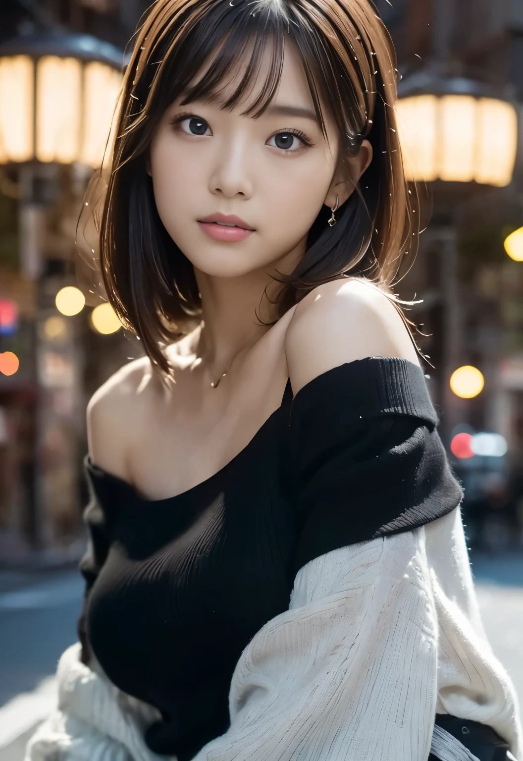 (((City:1.3,outdoor, drum,Photographed from the front))), ((long hair:1.3, black off shoulder blouse,japanese woman, cute)), (clean, natural makeup), (highest quality, masterpiece:1.3, 超High resolution), (Super detailed, caustics), (realistic:1.4, RAW shooting), very detailed, High resolution, 16K resolution